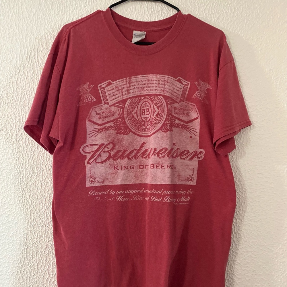 Budweiser king of beers - vintage washed look t shirt / size L
